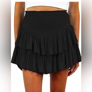 NWOT Mini Smocked A Line Flared Ruffle Hem Casual Short Skirt/skort size XS